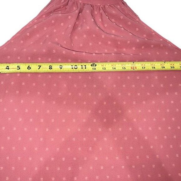 Emery Rose Halter Neck Swiss Dot Frill Trim Blouse Size 1X 14 Sleeveless Pink - Picture 12 of 12